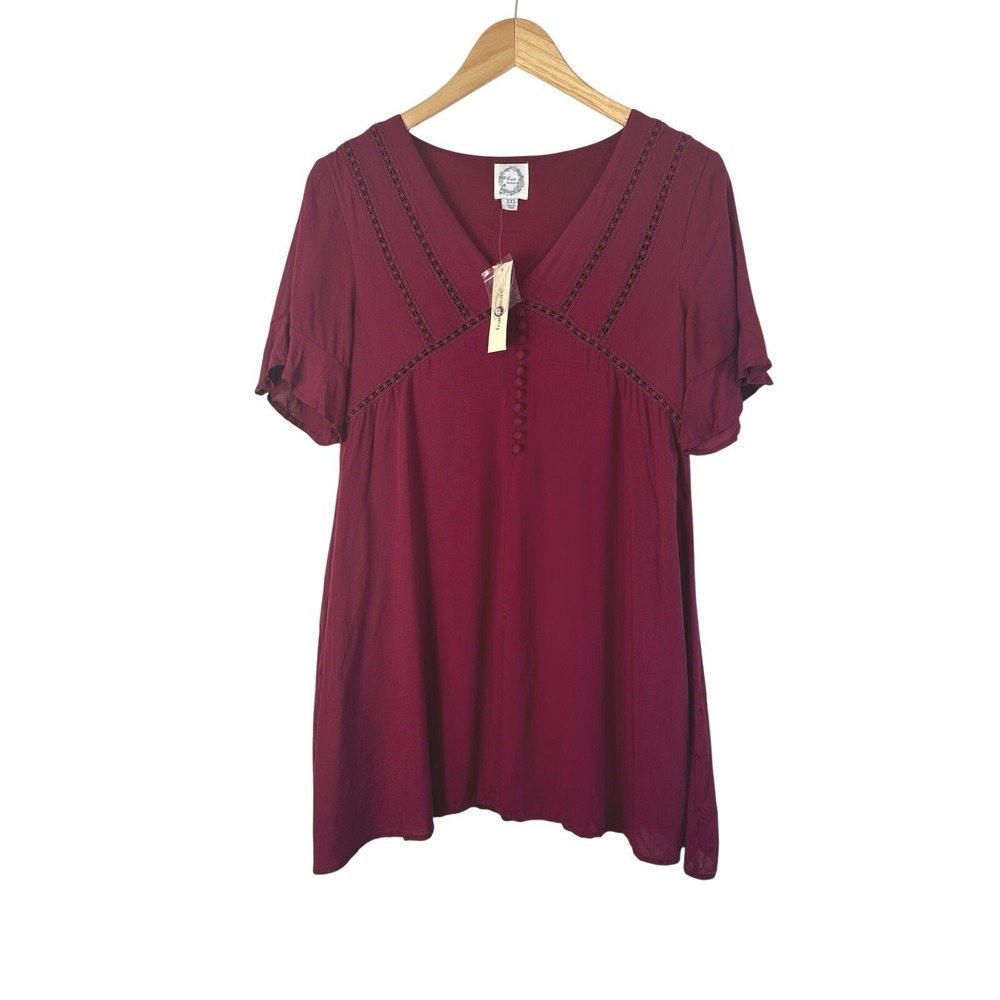 Blue‎ Rain By Francesca's Ladder Trim Red Dress XXS Clean Girl Cottage Coquette